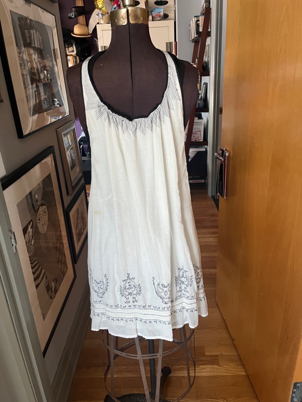 White Embroidered Sleeveless Sundress